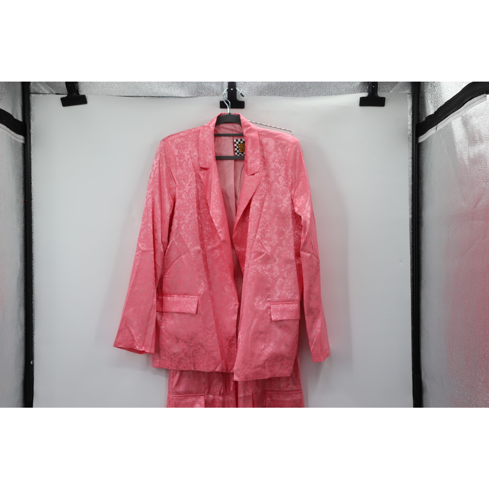 Dressed In Lala Pink Satin Jumpsuit With Blazer — image 4 of 8